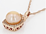Peach Cultured Freshwater Pearl Morganite & Zircon 18k Rose Gold Over Silver Pendant With Chain