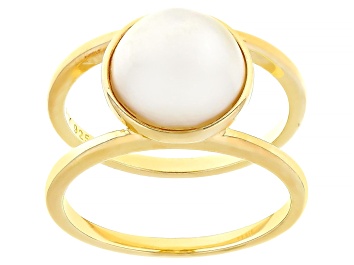Picture of White Cultured South Sea Mabe Pearl 18k Yellow Gold Over Sterling Silver Ring