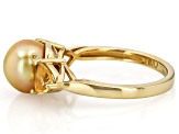 Golden Cultured South Sea Pearl With Citrine 18k Yellow Gold Over Sterling Silver Ring