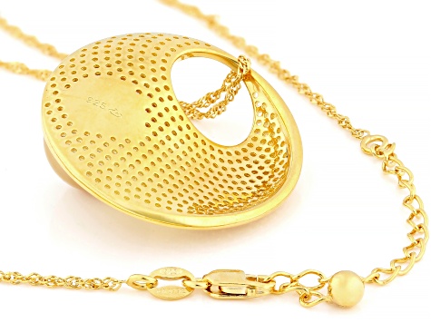 Golden Cultured South Sea Pearl With Topaz 18k Yellow Gold Over Silver Pendant With Chain