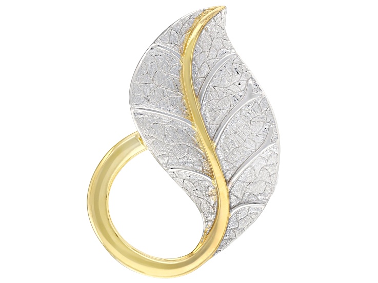 Rhodium And 18k Yellow Gold Over Sterling Silver Enhancer Pendant Converter