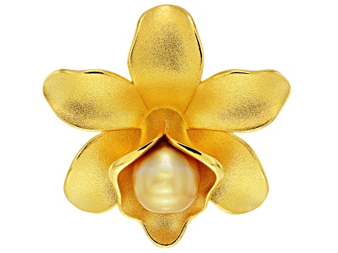 Golden Cultured South Sea Pearl 18 Yellow Gold Over Sterling Silver Enhancer