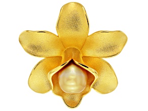 Golden Cultured South Sea Pearl 18 Yellow Gold Over Sterling Silver Enhancer