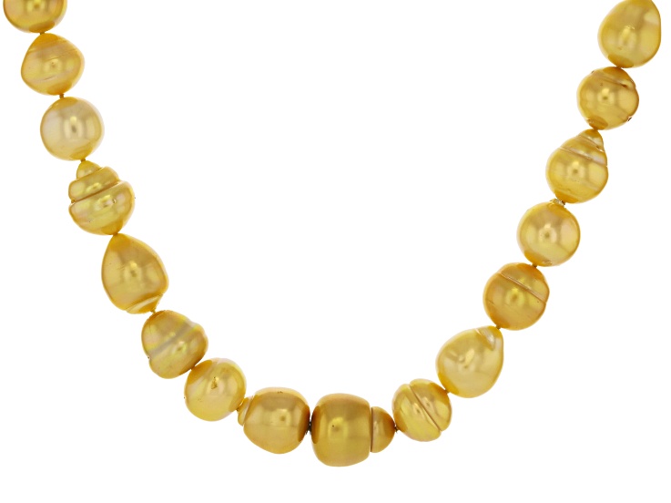 Golden Cultured South Sea Pearl 18 Yellow Gold Over Sterling Silver ...
