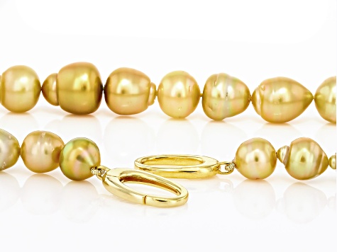 Golden Cultured South Sea Pearl 18 Yellow Gold Over Sterling Silver ...
