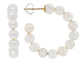 White Cultured Freshwater Pearl 14k Yellow Gold 25mm Earrings