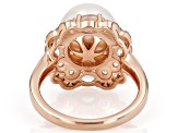 Peach Cultured Freshwater Pearl With Morganite & White Zircon 18K Rose Gold Over Silver Ring