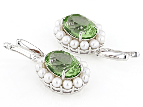 White Cultured Freshwater Pearl With Zandrite(R) Rhodium Over Sterling Silver Earrings
