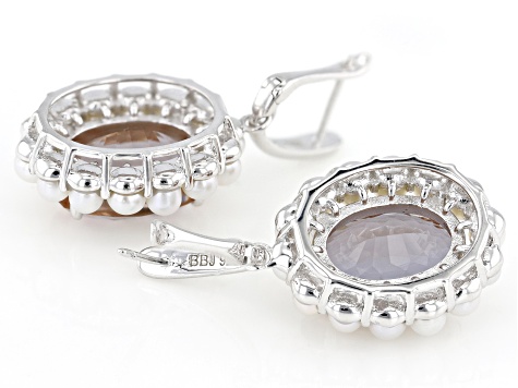 White Cultured Freshwater Pearl With Zandrite(R) Rhodium Over Sterling Silver Earrings