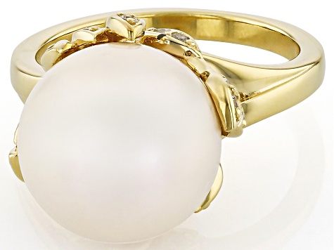 Genusis™ White Cultured Freshwater Pearl With White Zircon 18K
