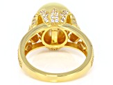 Golden Cultured South Sea Pearl With White Zircon 18K Yellow Gold Over Sterling Silver Ring