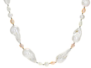 Genusis™ Multi-Color Cultured Freshwater Pearl Rhodium Over Silver 36 Inch Necklace