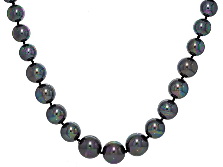Pearlfection® Peacock Simulant Rhodium Over Sterling Silver