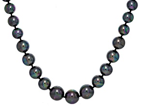 Pearlfection® Peacock Simulant Rhodium Over Sterling Silver 24 Inch Strand