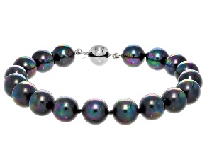 Pearlfection® Peacock Simulant Rhodium Over Sterling Silver Bracelet