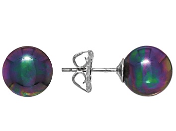 Picture of Pearlfection® Peacock Simulant Rhodium Over Sterling Silver Earrings