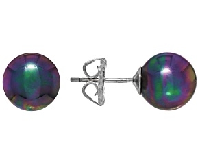 Pearlfection® Peacock Simulant Rhodium Over Sterling Silver Earrings