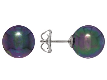 Picture of Pearlfection® Peacock Simulant Rhodium Over Sterling Silver Earrings