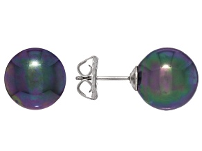 Pearlfection® Peacock Simulant Rhodium Over Sterling Silver Earrings
