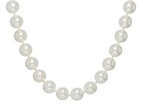 Pearlfection® White South Sea Simulant Rhodium Over Sterling Silver 20 Inch Strand