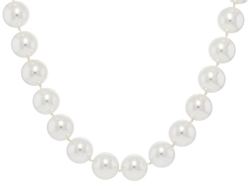 Picture of Pearlfection® White South Sea Simulant Rhodium Over Sterling Silver 24 Inch Strand