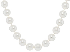 Pearlfection® White South Sea Simulant Rhodium Over Sterling Silver 24 Inch Strand