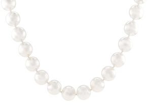 Pearlfection® White South Sea Simulant Rhodium Over Sterling Silver 32 Inch Necklace