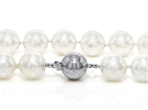 Pearlfection® White South Sea Simulant Rhodium Over Sterling