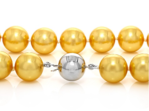 Pearlfection® Golden South Sea Simulant Rhodium Over Sterling
