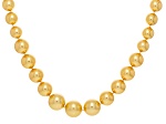 Pearlfection® Golden South Sea Simulant Rhodium Over Sterling Silver 20 Inch Strand