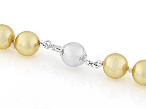 Pearlfection® Golden South Sea Simulant Rhodium Over Sterling Silver 24 Inch Strand