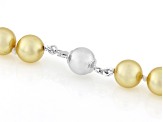 Pearlfection® Golden South Sea Simulant Rhodium Over Sterling Silver 24 Inch Strand