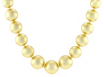Pearlfection® Golden South Sea Simulant Rhodium Over Sterling Silver 22 Inch Strand