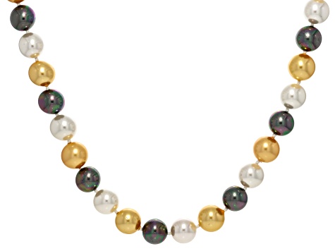 Pearlfection® South Sea And Tahitian Simulant Rhodium Over Sterling Silver 22 Inch Strand