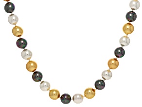 Pearlfection® South Sea And Tahitian Simulant Rhodium Over Sterling Silver 22 Inch Strand