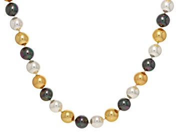 Picture of Pearlfection® South Sea And Tahitian Simulant Rhodium Over Sterling Silver 22 Inch Strand