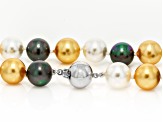 Pearlfection® South Sea And Tahitian Simulant Rhodium Over Sterling Silver 22 Inch Strand