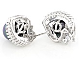 Pearlfection® Peacock Simulant And White Cubic Zirconia Rhodium Over Sterling Silver Earrings
