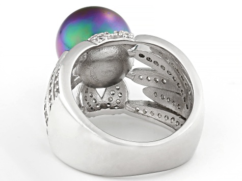 Pearlfection® Peacock Simulant And White Cubic Zirconia