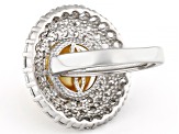 Pearlfection® Golden South Sea Simulant And Cubic Zirconia Rhodium Over Sterling Silver Ring