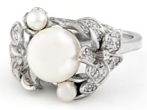 Pearlfection® Akoya Simulant & Cubic Zirconia Rhodium Over