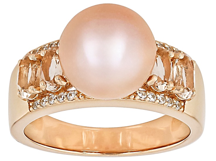 Sunset Pink Cultured Freshwater Pearl With Morganite & White
