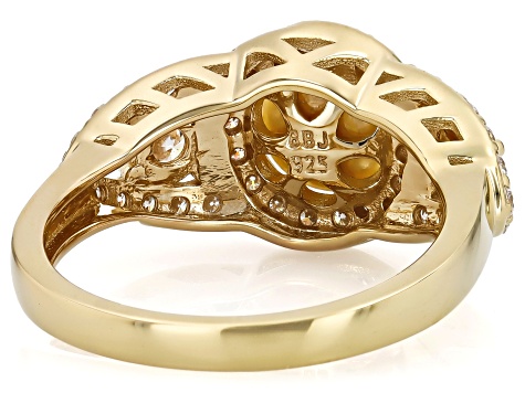 White Cultured Japanese Akoya Pearl With Moissanite 18k Yellow