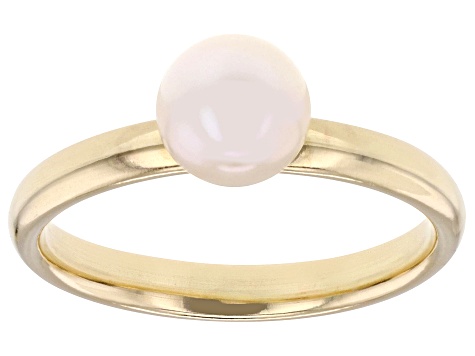 White Cultured Freshwater Pearl 14k Yellow Gold Ring