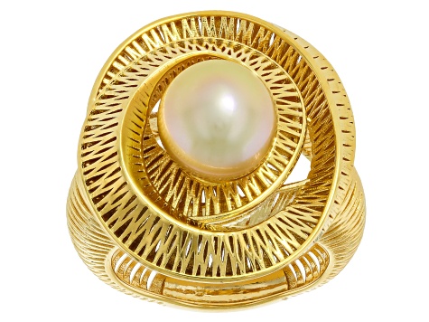 11mm Golden Cultured South Sea Pearl with Topaz Rhodium