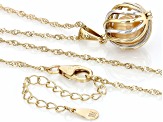 Golden Cultured South Sea Pearl 18k Yellow Gold And Rhodium Over Silver Pendant With Chain