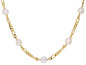 Genusis™ White Cultured Freshwater Pearl 18k Yellow Gold Over Sterling Silver 20 Inch Necklace