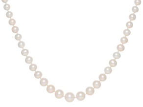 White Cultured Freshwater Pearl 14k Yellow Gold 18" Strand Necklace