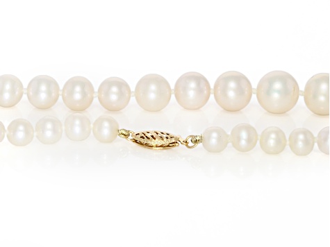 White Cultured Freshwater Pearl 14k Yellow Gold 18