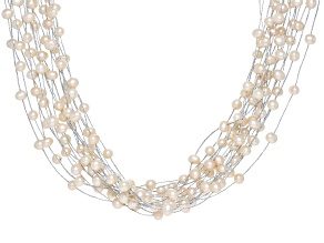 White Cultured Freshwater Pearl Sterling Silver 18 Inch Necklace